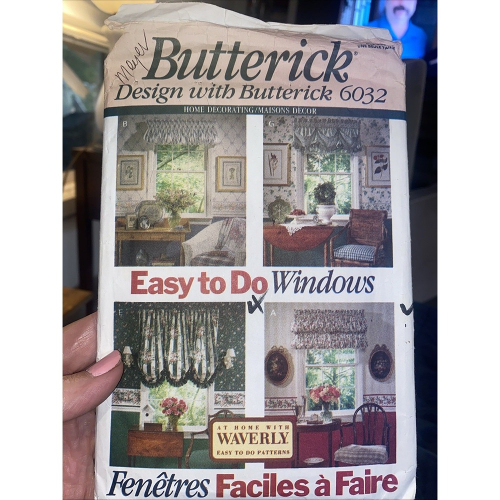 Vintage 1992 Butterick 6032 Window Treatment Sewing Pattern Waverly Uncut